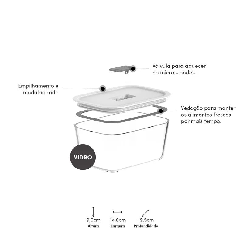 Pote de Vidro Hermético Fresh Lock 1200ml Branco