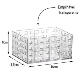 Organizador Empilhavel 16X11,5X8 Quadratta Cristal